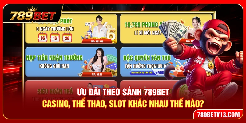 Ưu Đãi Theo Sảnh 789BET – Casino, Thể Thao, Slot Khác Nhau Thế Nào?